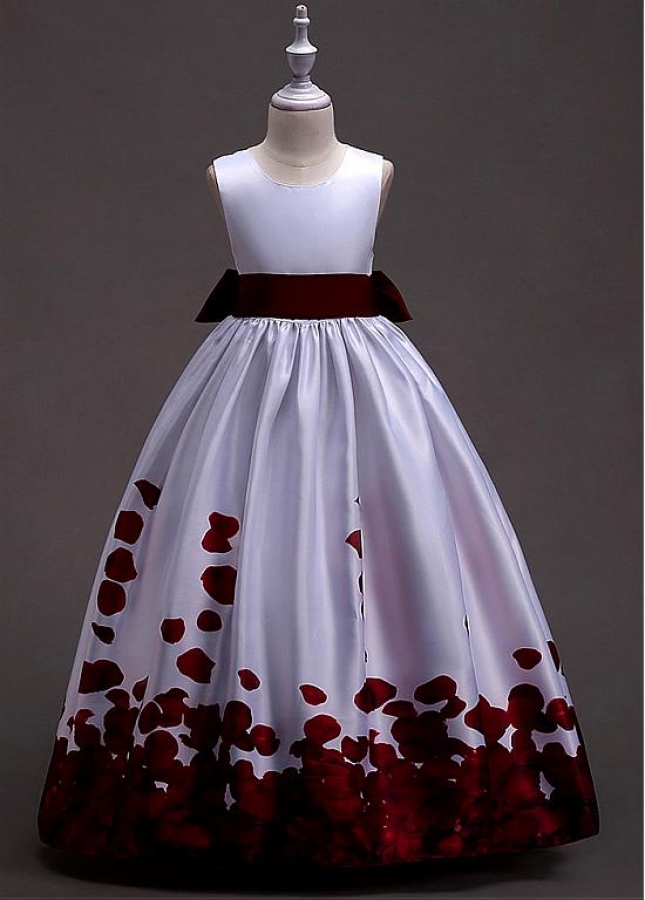 Lovely Satin Jewel Neckline A-line Flower Girl Dress With Belt