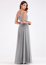 Fashionable Lace V-neck Neckline Floor-length A-line Bridesmaid Dresses