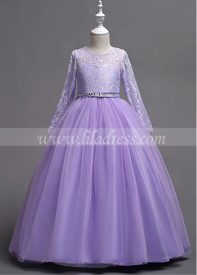 Lovely Lace & Tulle Jewel Neckline A-line Flower Girl Dress With Beadings
