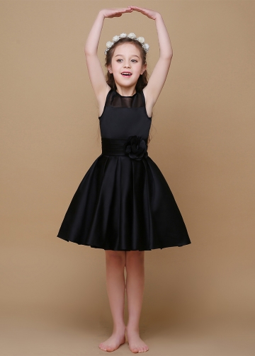 Charming Organza & Satin Scoop Neckline A-Line Flower Girl Dresses With Pleats