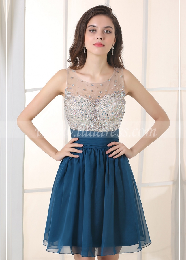Amazing Chiffon Jewel Neckline A-line Homecoming Dresses