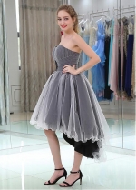 Charming Tulle Sweetheart Neckline Hi-lo Length A-line Prom Dresses With Beadings