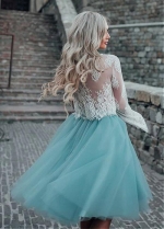 Fantastic Lace & Tulle Jewel Neckline Tea-length Ball Gown Homecoming Dresses