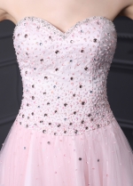 Allruing Tulle & Satin Sweetheart Neckline A-Line Sparkly Prom Dresses