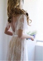 Brilliant Tulle V-neck Neckline A-line Wedding Dresses With Belt