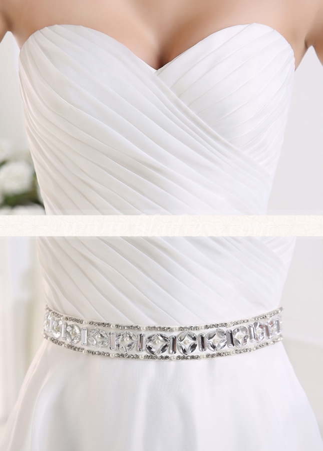 Sweetheart Strapless Hi-lo Wedding Dress With Beaded Belt