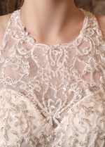 Elegant Organza Jewel Neckline Mermaid Wedding Dresses