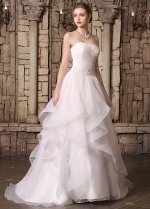 Elegant Organza Sweetheart Neckline Ruffled A-line Wedding Dresses