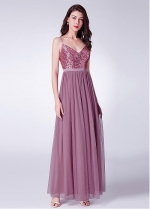 Fashionable Sequin Lace & Tulle Spaghetti Straps Neckline Floor-length A-line Bridesmaid Dresses