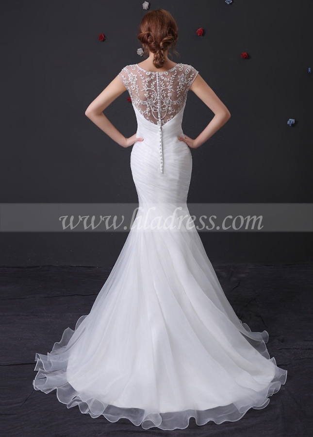 Elegant Organza Sweetheart Neckline Mermaid Wedding Dress