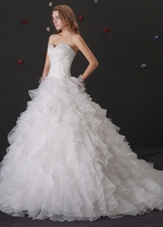 Glamorous Organza Satin Sweetheart Neckline Ball Gown Wedding Dress