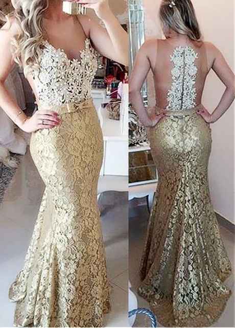 Charming Tulle & Lace Scoop Neckline Mermaid Evening Dresses With Beaded Lace Appliques