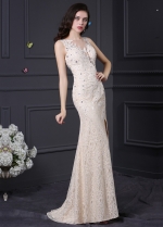 Elegant Lace Jewel Neckline Mermaid Formal / Prom Dresses