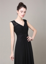 Elegant Chiffon & Lace V-neck Neckline A-line Bridesmaid Dress