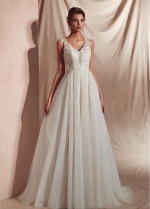 Marvelous Lace & Tulle V-neck Neckline A-line Prom Dresses