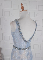 Marvelous Lace V-neck Neckline Mermaid Evening Dresses With Beadings