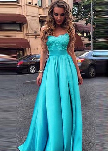 Junoesque Satin Spaghetti Straps Neckline Floor-length A-line Prom Dresses With Beaded Lace Appliques