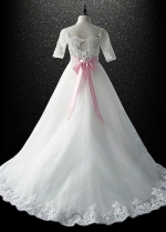 Chic Tulle Scoop Neckline A-line Flower Girl Dress With Lace Appliques & Bowknot