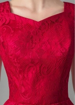 Alluring Lace V-neck Neckline A-line Homecoming / Short Bridesmaid Dresses