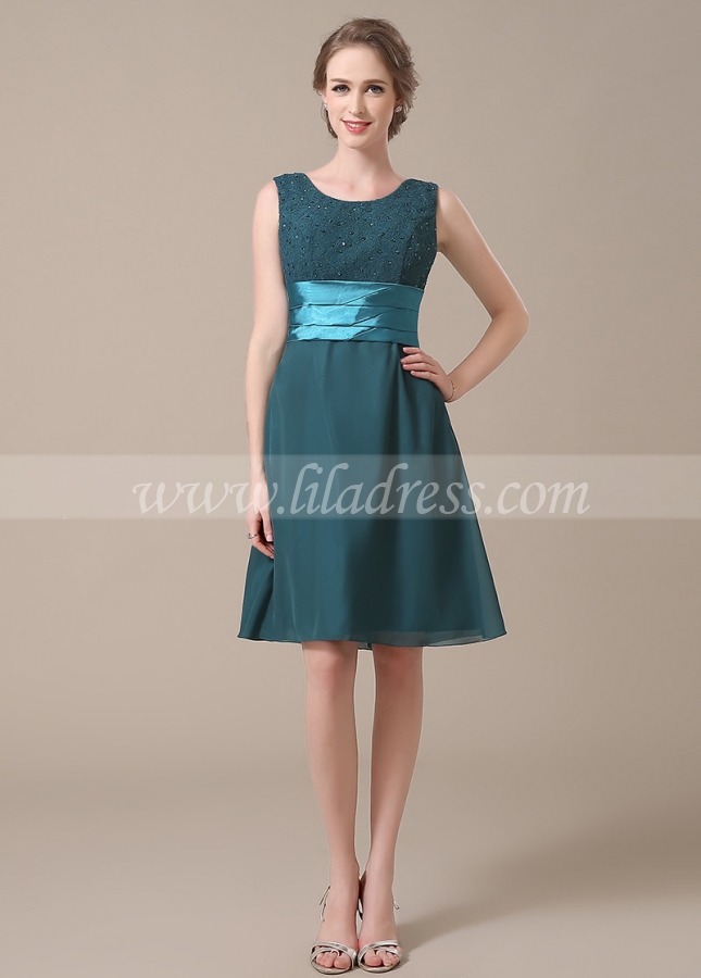 Chic Lace & Chiffon Scoop Neckline A-line Mother of The Bride Dresses With Detachable Jacket