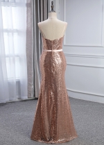 Shimmering Sequins Lace Spaghetti Straps Neckline Sheath/Column Bridesmaid Dress With Belt