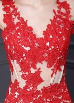 Exquisite Tulle & Stretch Satin V-Neck Mermaid Prom Dresses