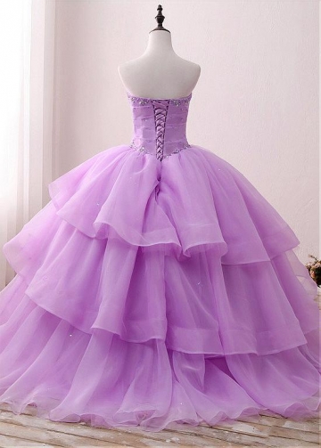 Brilliant Organza & Satin Sweetheart Neckline Floor-length Ball Gown Quinceanera Dresses With Beadings