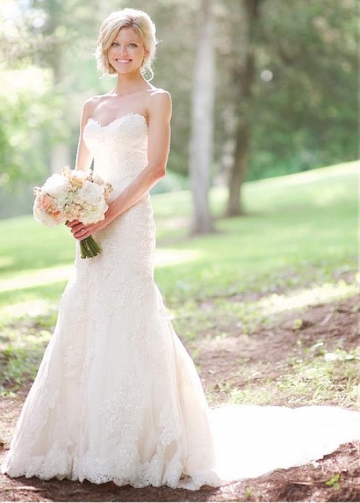 Fantastic Tulle Sweetheart Neckline Natural Waistline Mermaid Wedding Dress With Lace Appliques & Sequins
