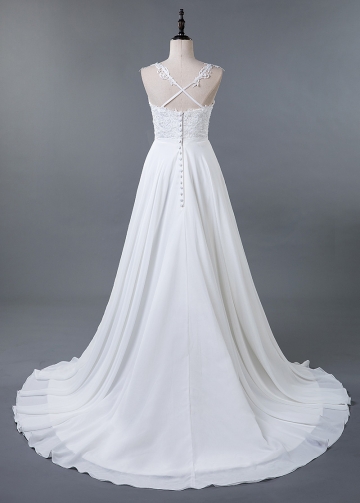 Fabulous Tulle & Chiffon Sweetheart Neckline A-line Wedding Dress With Lace Appliques & Beadings