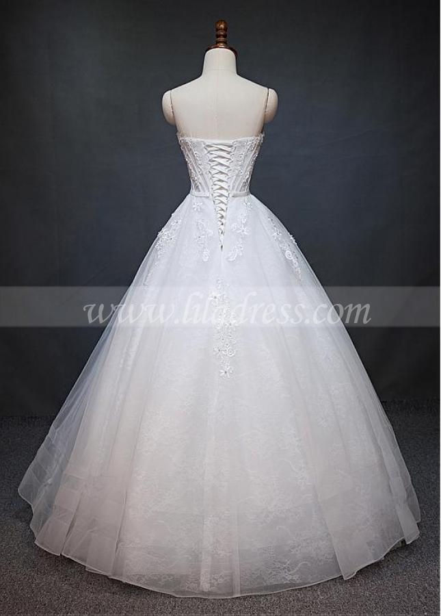 Fantastic Tulle & Lace Sweetheart Neckline a-line Wedding Dress With Lace Appliques & Beadings