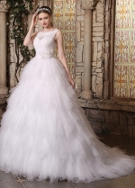 Amazing Lace & Tulle Bateau Neckline Ruffled A-line Wedding Dresses
