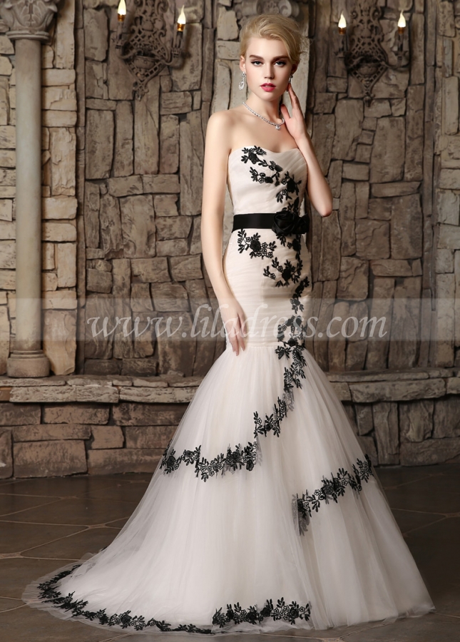 Marvelous Tulle Sweetheart Neckline Mermaid Wedding Dresses with Lace Appliques