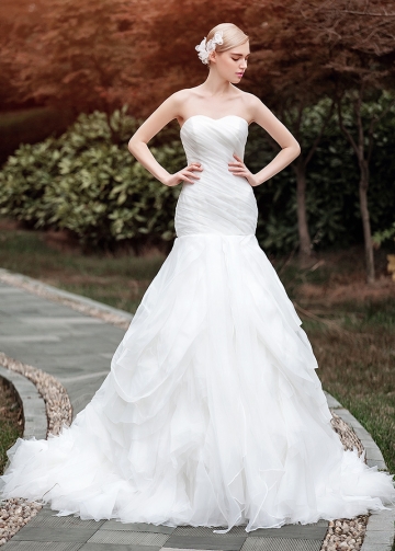 Gorgeous Organza Sweetheart Neckline Ruffled Mermaid Wedding Dresses