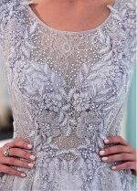 Fabulous Lace Scoop Neckline A-line Formal Dress With Lace Appliques & Beadings
