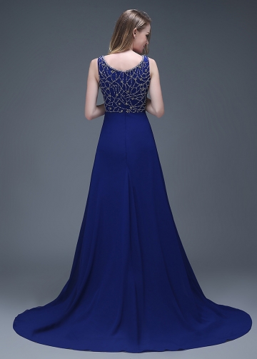 Elegant Chiffon Scoop Neckline Full-length A-line Prom Dresses