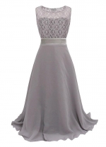 Stunning Lace & Chiffon Bateau Neckline A-line Flower Girl / Junior Bridesmaid Dresses