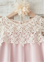 Gorgeous Lace & Chiffon Jewel Neckline Cap Sleeves Knee-length A-line Flower Girl Dresses