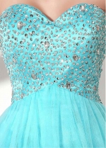 Light Blue Gorgeous Tulle Sweetheart Neckline Short A-line Homecoming Dresses