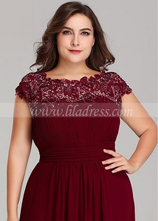 Graceful Lace & Chiffon Jewel Neckline A-line Mother Of The Bride Dresses With Beadings