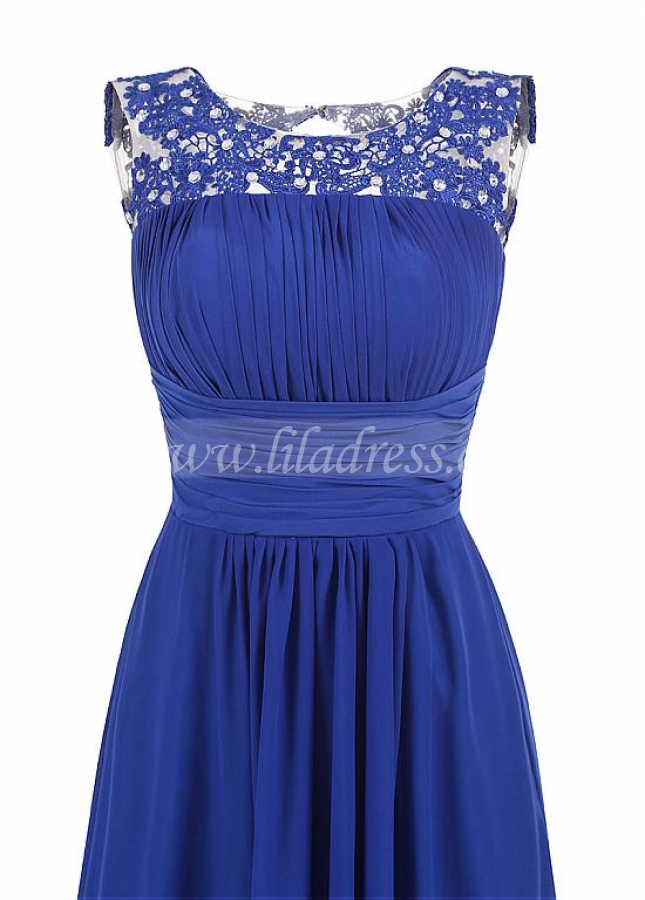 Attractive Tulle & Chiffon Scoop Neckline Cut-out A-line Mother Of The Bride Dresses With Lace Appliques & Beadings