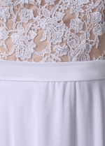 Romantic white Chiffon Bateau Neckline A-Line Prom Dresses