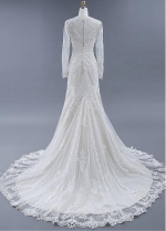 Stunning Lace Bateau Neckline Mermaid Wedding Dresses