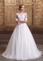 Elegant Tulle Off-the-shoulder Neckline A-line Wedding Dresses With Detachable Jacket