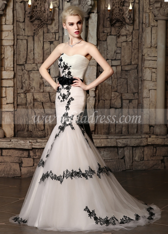 Marvelous Tulle Sweetheart Neckline Mermaid Wedding Dresses with Lace Appliques