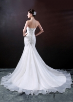 Gorgeous Organza Satin Mermaid Sweetheart Neckline Wedding Dress With Beaded Lace Applliques
