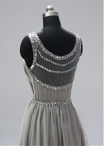 Special Chiffon Jewel Neckline A-line Prom Dresses With Beadings