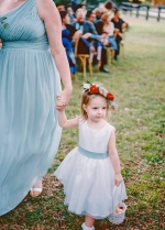 A-line Satin Tulle Belted Simple Flower Girl Dress Country