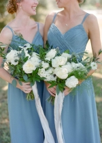 A-line Bridesmaid Wedding Guest Dress with Crisscross Straps vestido de festa de casamento