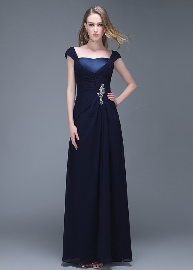 Elegant Chiffon Sweetheart Neckline Full-length Sheath Prom Dresses