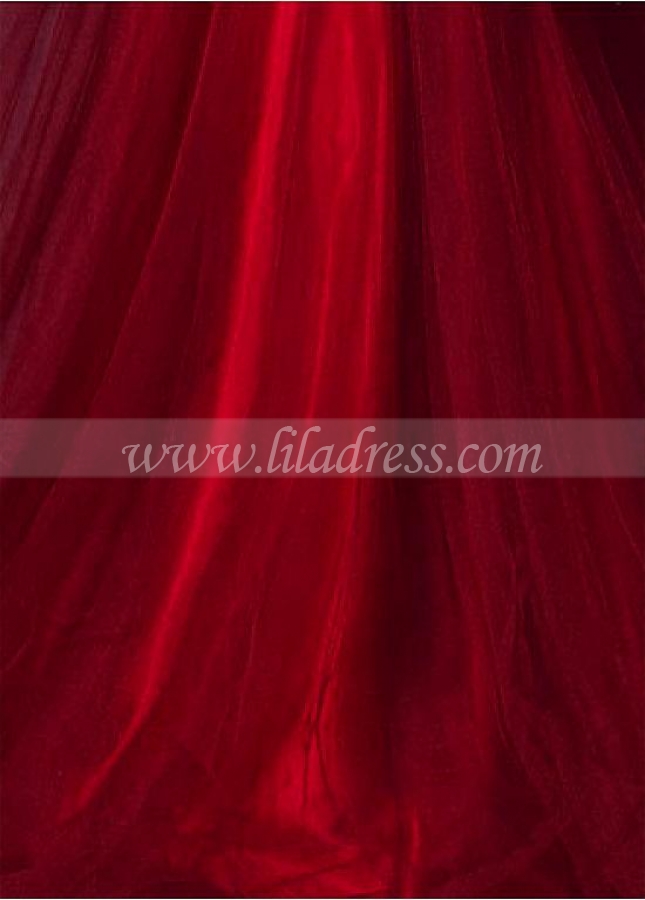 Excellent Tulle Jewel Neckline A-line Prom/Evening Dresses With Lace Appliques & Beadings